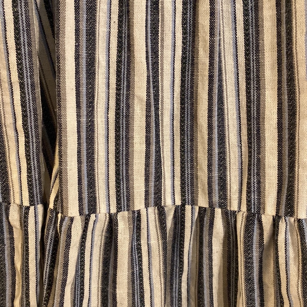 Boutique Smocked Striped Blue and White Midi Dress Large - Picture 3 of 5